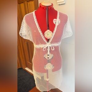 LG NWT White Mesh Cover-Up Dress So Cute!